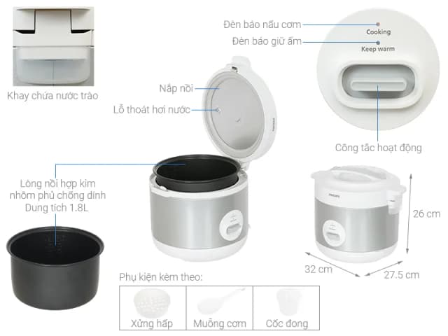 So sánh giá Nồi cơm nắp gài Philips 1.8 lít HD3212/32 rẻ nhất? - Ảnh 17