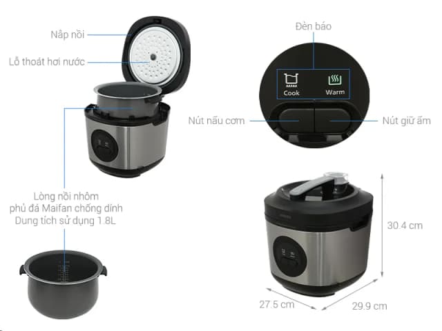 So sánh giá Nồi cơm nắp gài Philips 1.8 lít HD3213/31 rẻ nhất? - Ảnh 4