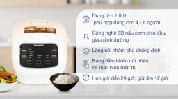 Nồi cơm điện tử áp suất Sharp 1.8 lít KS-TW181V-B - Giá rẻ nhất hôm nay - Ảnh 4