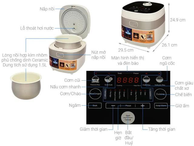 So sánh giá Nồi cơm điện tử Bear 1.5 lít RC-4H40A rẻ nhất? - Ảnh 12
