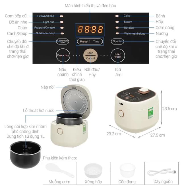 Top 1 so sánh giá Nồi cơm điện tử FUJIHOME 1 lít RC10ALS - Tìm sản phẩm giá rẻ nhất - Ảnh 5