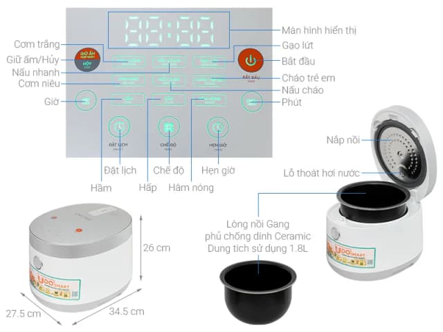 So sánh giá Nồi cơm điện tử Livotec 1.8 lít LRC-E8218W rẻ nhất? - Ảnh 12