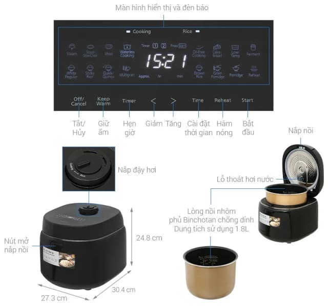 So sánh giá Nồi cơm điện tử Panasonic 1.8 lít SR-DM184KRA rẻ nhất? - Ảnh 13