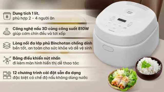 So sánh giá Nồi cơm điện tử Panasonic 1 lít SR-DL104WRA rẻ nhất? - Ảnh 3