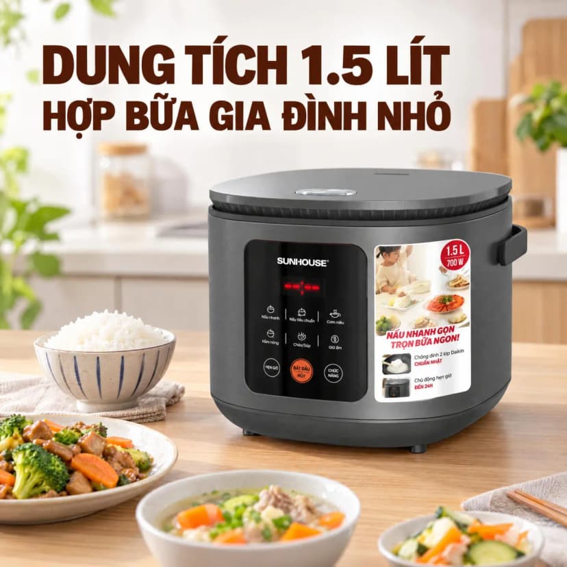 Nồi cơm điện tử Sunhouse 1.5 lít SHD8825 - Giá rẻ nhất hôm nay - Ảnh 2