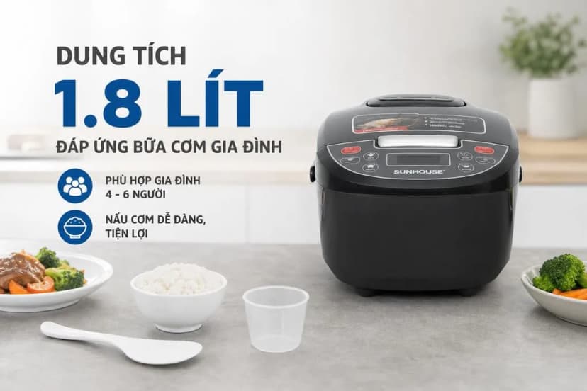 Nồi cơm điện tử Sunhouse 1.8 lít SHD8909B - Giá rẻ nhất hôm nay - Ảnh 2