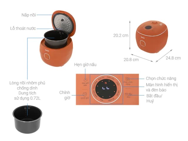 So sánh giá Nồi cơm điện tử Tefal 0.72 lít RK535TY0 rẻ nhất? - Ảnh 6