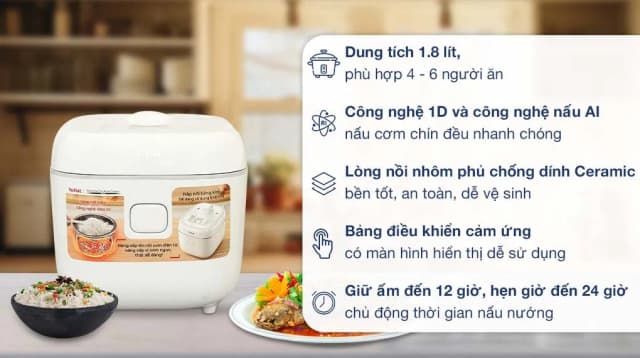 So sánh giá Nồi cơm điện tử Tefal 1.8 lít Delirice RK7711Y0 rẻ nhất? - Ảnh 5