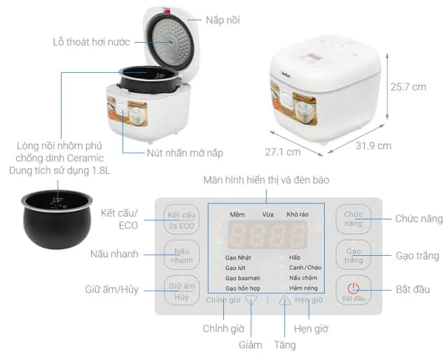 So sánh giá Nồi cơm điện tử Tefal 1.8 lít Delirice RK7711Y0 rẻ nhất? - Ảnh 8