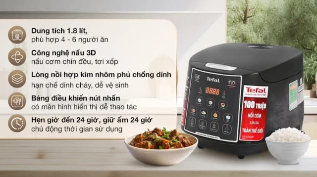 So sánh giá Nồi cơm điện tử Tefal 1.8 lít RK1088Y0 rẻ nhất? - Ảnh 7