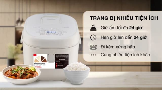 So sánh giá Nồi cơm điện tử Toshiba 1.8 lít RC-18DR4TVN(W) - Trắng rẻ nhất? - Ảnh 6