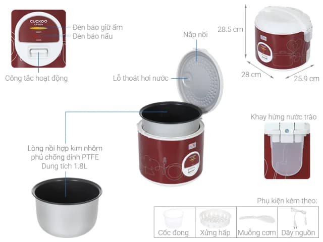 So sánh giá Nồi cơm nắp gài Cuckoo 1.8 lít CR-1001V/RDWHCRVNCV rẻ nhất? - Ảnh 4