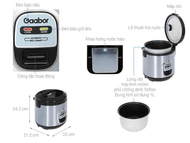 So sánh giá Nồi cơm nắp gài Gaabor 1.0 lít RC20M-YE01A rẻ nhất? - Ảnh 7