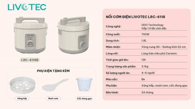 So sánh giá Nồi cơm nắp gài Livotec 1.8 lít LRC-6218B rẻ nhất? - Ảnh 17