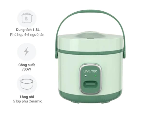 So sánh giá Nồi cơm nắp gài Livotec 1.8 lít LRC-6218B rẻ nhất? - Ảnh 9