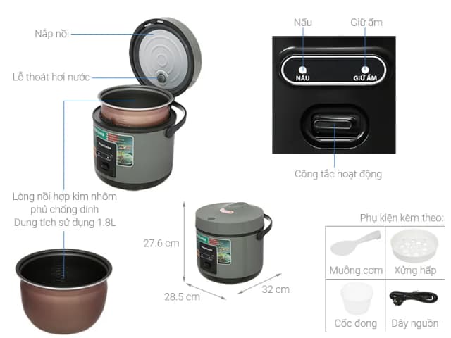 Top 1 so sánh giá Nồi cơm nắp gài Nagakawa 1.8 lít NRC3836 - Tìm sản phẩm giá rẻ nhất - Ảnh 10