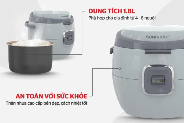 So sánh giá Nồi cơm nắp gài Sunhouse 1.8 lít SHD8663G rẻ nhất? - Ảnh 9
