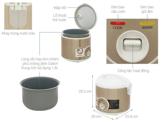 So sánh giá Nồi cơm nắp gài Toshiba 1.8 lít RC-18JH1TVN(N) rẻ nhất? - Ảnh 18