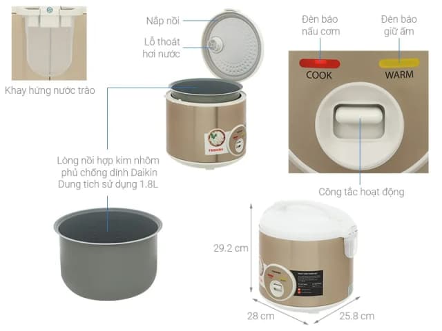 So sánh giá Nồi cơm nắp gài Toshiba 1 lít RC-10JH1TVN(N) rẻ nhất? - Ảnh 8