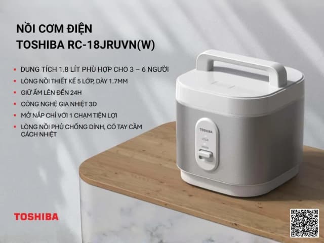 So sánh giá Nồi cơm nắp gài Toshiba 1.8 lít RC-18JRUVN(W) rẻ nhất? - Ảnh 3