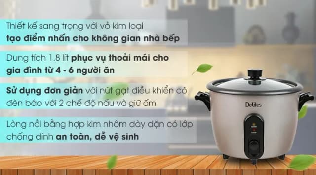 So sánh giá Nồi cơm nắp rời Delites 1.8 lít RC-10W003 rẻ nhất? - Ảnh 5
