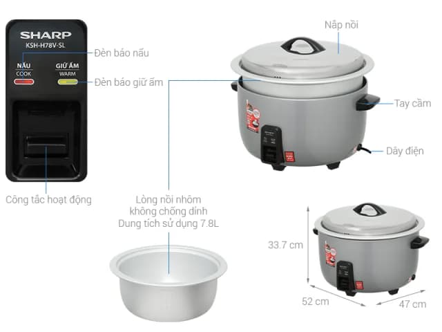 So sánh giá Nồi cơm nắp rời Sharp 7.8 lít KSH-H78V-SL rẻ nhất? - Ảnh 7