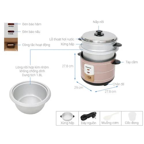 So sánh giá Nồi cơm nắp rời Sunhouse 1.8 lít SHD8125 rẻ nhất? - Ảnh 18
