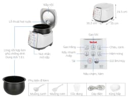 Nồi cơm nắp rời Tefal 1.8 lít RK1071Y0 - Giá rẻ nhất hôm nay - Ảnh 1