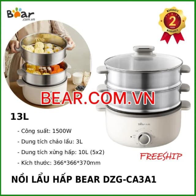So sánh giá Nồi lẩu hấp đa năng Bear BES-CA73G1 10 lít rẻ nhất? - Ảnh 16