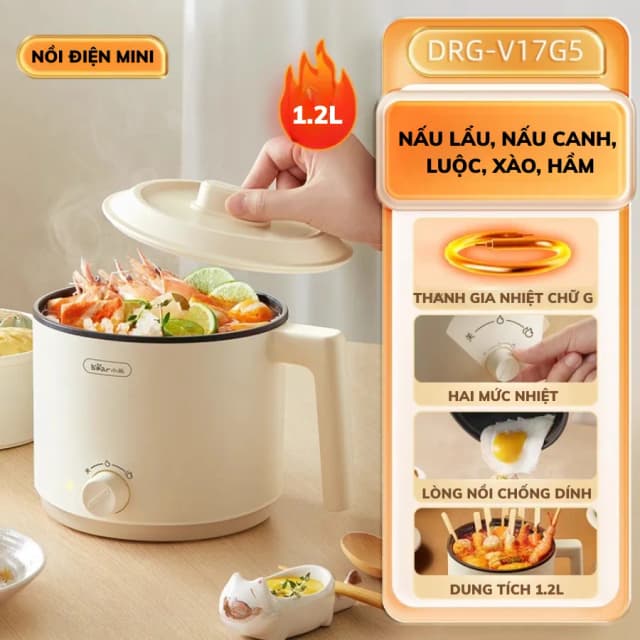 So sánh giá Nồi lẩu điện Bear MC-4H12H 1.2 lít rẻ nhất? - Ảnh 9