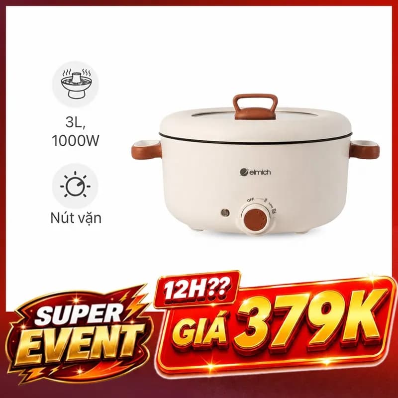So sánh giá Nồi lẩu điện Elmich MPE1297 3 lít - Tìm sản phẩm giá rẻ nhất - Ảnh 1