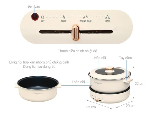 So sánh giá Nồi lẩu điện Kangaroo KG50EH1 5 lít rẻ nhất? - Ảnh 7