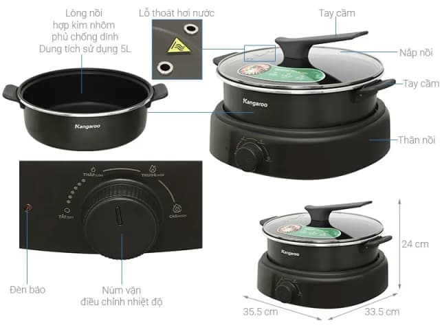 So sánh giá Nồi lẩu điện Kangaroo KGEH50N2 5 lít rẻ nhất? - Ảnh 5