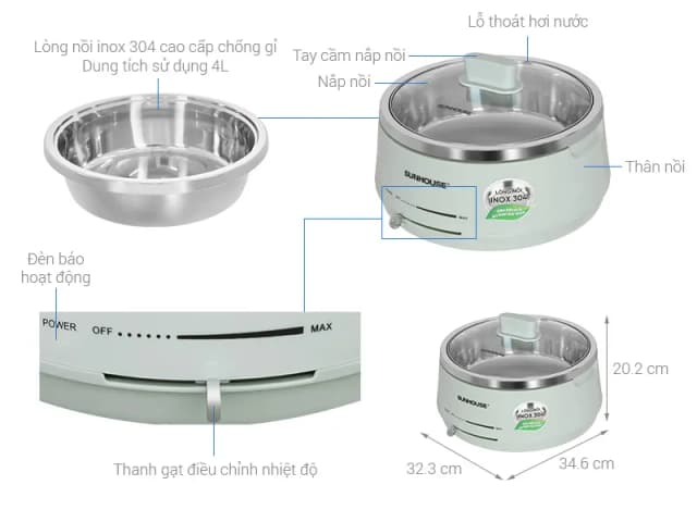 So sánh giá Nồi lẩu điện Sunhouse SHD4543 4 lít rẻ nhất? - Ảnh 16