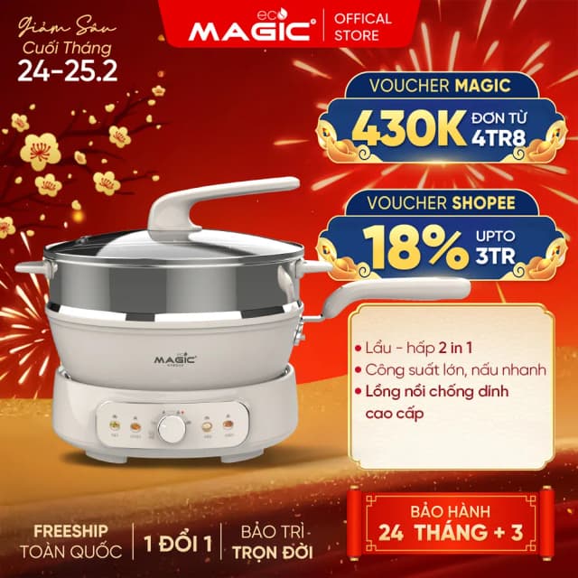 So sánh giá Nồi lẩu hấp đa năng Magic Eco AC-284 4 lít rẻ nhất? - Ảnh 8
