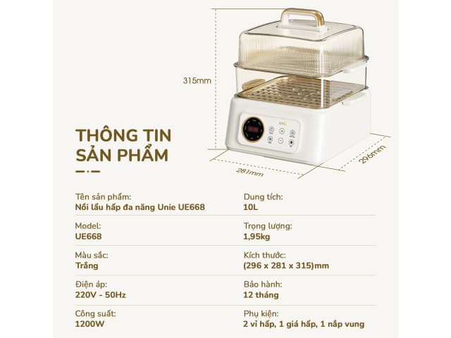Top 1 so sánh giá Nồi lẩu hấp đa năng Unie UE668 10 lít - Tìm sản phẩm giá rẻ nhất - Ảnh 9