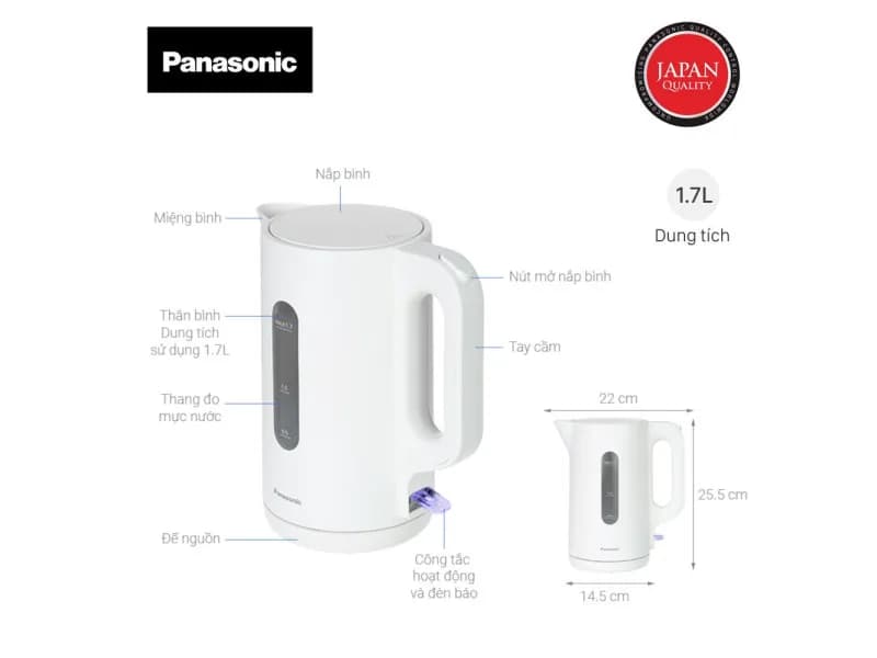 Bình đun siêu tốc Panasonic 1.7 lít NC-K101WRA - Giá rẻ nhất hôm nay - Ảnh 2