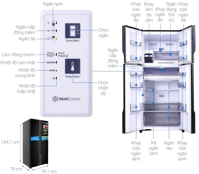 So sánh giá Tủ lạnh Panasonic Inverter 550 lít Multi Door NR-DZ601VGKV - Tìm sản phẩm giá rẻ nhất - Ảnh 6