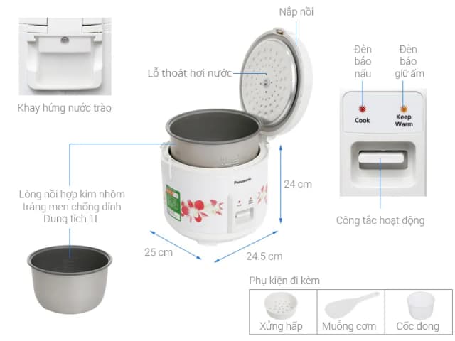 So sánh giá Nồi cơm nắp gài Panasonic 1 lít SR-MVN107HRA rẻ nhất? - Ảnh 4