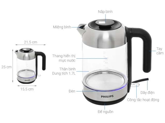 So sánh giá Bình đun siêu tốc Philips 1.7 lít HD9339/80 rẻ nhất? - Ảnh 12