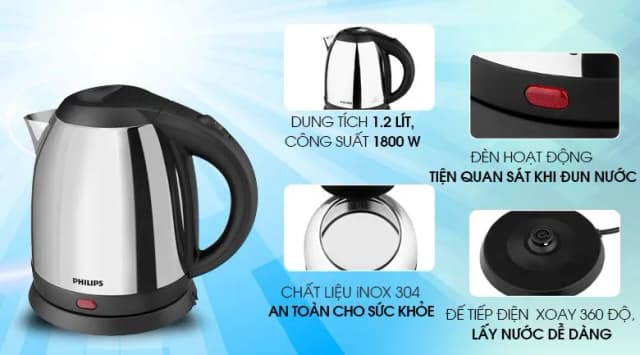 So sánh giá Bình đun siêu tốc Philips 1.2 lít HD9303 rẻ nhất? - Ảnh 2
