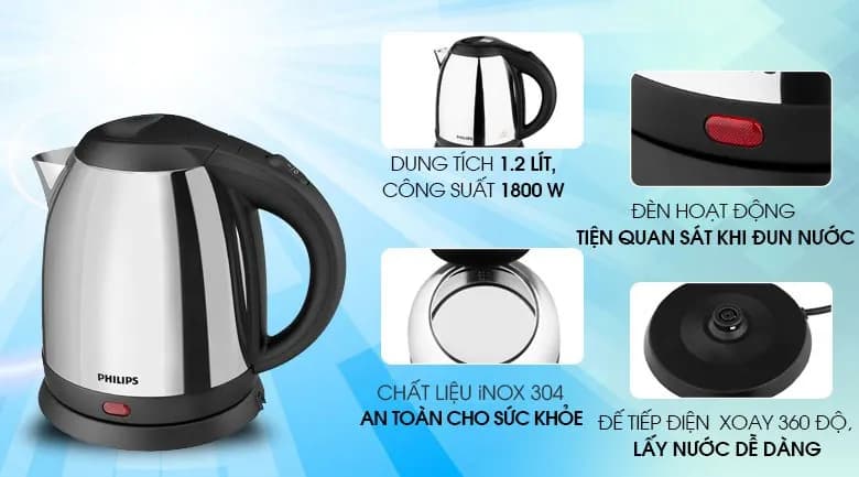 So sánh giá Bình đun siêu tốc Philips 1.2 lít HD9303 - Tìm sản phẩm giá rẻ nhất - Ảnh 2