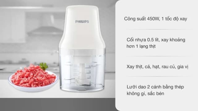 So sánh giá Máy xay thịt mini Philips HR1393 450W 0.5 lít rẻ nhất? - Ảnh 3