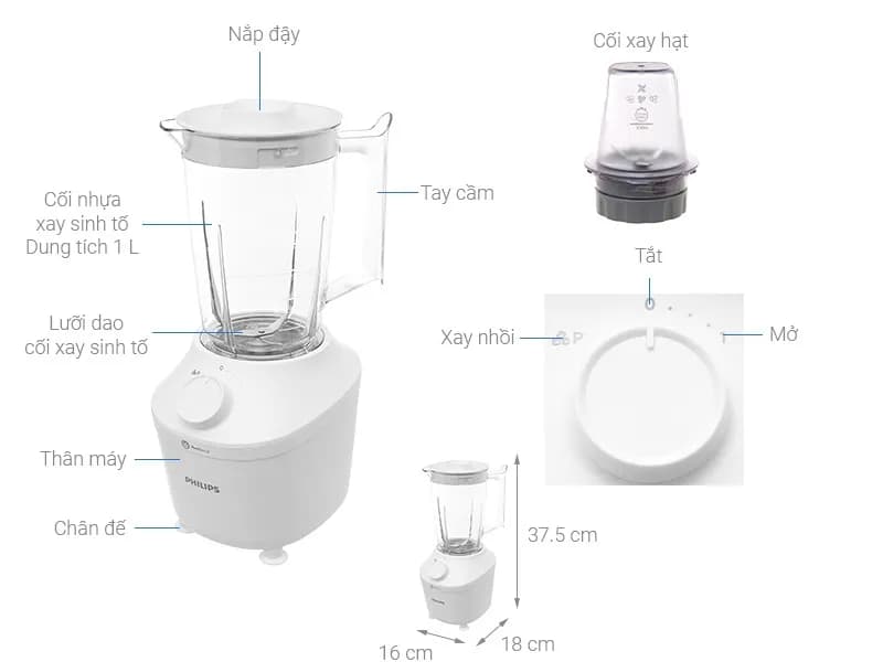 Máy xay sinh tố đa năng Philips HR2041/10 - 2 cối - Giá rẻ nhất hôm nay - Ảnh 7