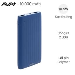 Pin sạc dự phòng Polymer 10000mAh 10.5W AVA+ DS006 - Giá rẻ nhất hôm nay - Ảnh 1
