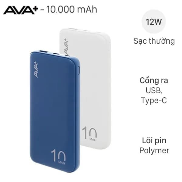 Pin sạc dự phòng Polymer 10000mAh Type C 12W AVA+ PJ JP260 - Ảnh 7