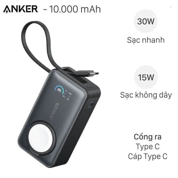 So sánh giá Pin sạc dự phòng 10000mAh Type C PD 30W Anker Nano A1657 kèm Cáp Type C và Sạc Apple Watch rẻ nhất? - Ảnh 3