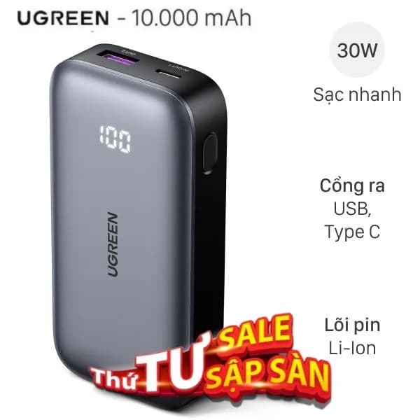 So sánh giá Pin sạc dự phòng 10000mAh Type C PD QC 3.0 30W Ugreen PB502 rẻ nhất? - Ảnh 12