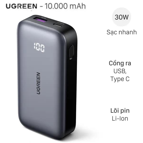 So sánh giá Pin sạc dự phòng 10000mAh Type C PD QC 3.0 30W Ugreen PB502 rẻ nhất? - Ảnh 3