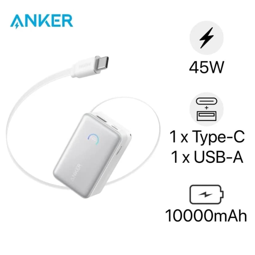 So sánh giá Pin sạc dự phòng 10000mAh Type C PD QC 3.0 45W Anker A1638 kèm cáp dây rút Type C - Tìm sản phẩm giá rẻ nhất - Ảnh 9